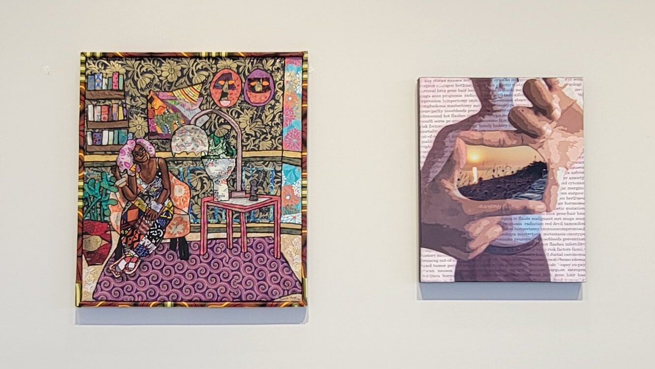 Contemporary Black art installation at a Black Art Today Foundation exhibition.