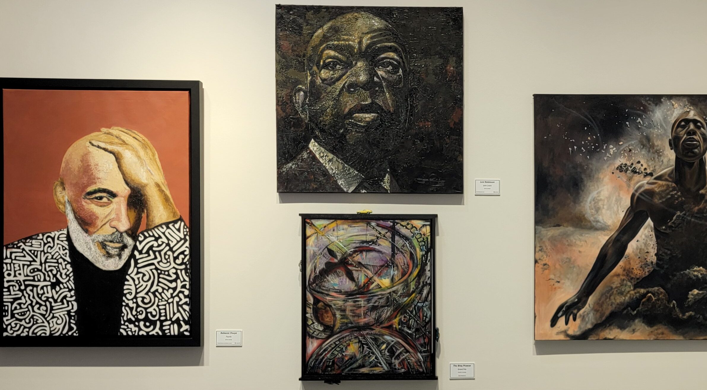 Contemporary Black art installation at a Black Art Today Foundation exhibition.