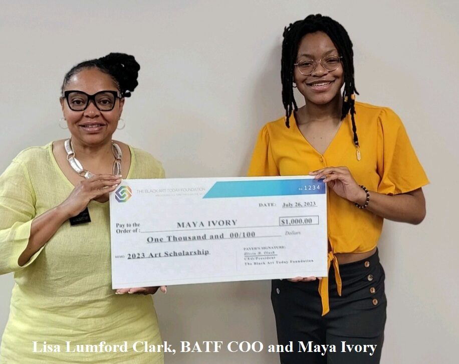 The Black Art Today Foundation Scholarship recipient and Vice President Lisa Clark.